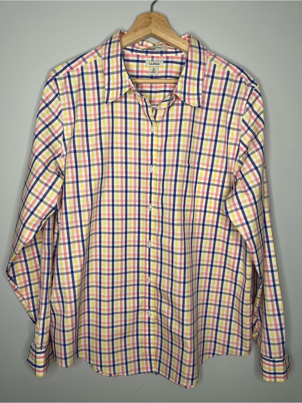 L.L. Bean Wrinkle Free Plaid Button Down Pastel (X-Large) NWT
